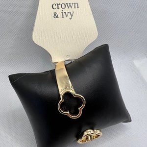 Crown & Ivy Gold Hinged Bangle Bracelet Stunning NWT!